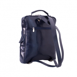 Rucsac port laptop din piele naturala vachetta , bleumarin
