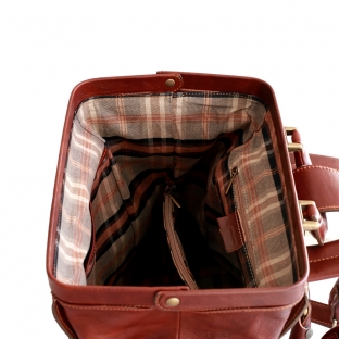 Rucsac portlaptop din piele naturala vachetta, coniac, R118