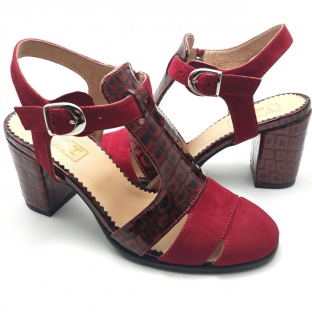 Sandale dama din piele naturala rosie VDM056