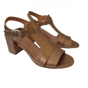 SANDALE dama VDM055 din piele naturala bizonata aurie