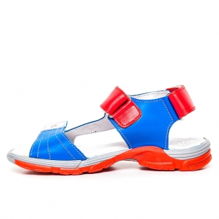 Sandale piele baieti Roy Blu/Rosu