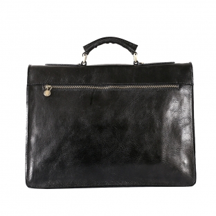 Servieta barbati port laptop din piele naturala, neagra,S152