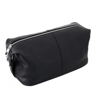 Trusa cosmetice pentru dama, din piele naturala, neagra, TD1